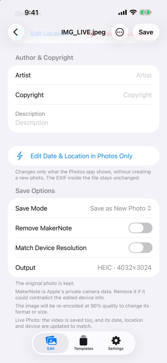 Clear save options