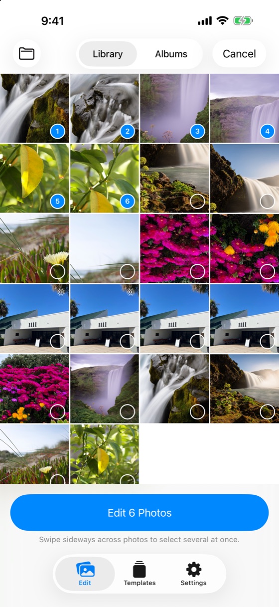 Swipe to select many
